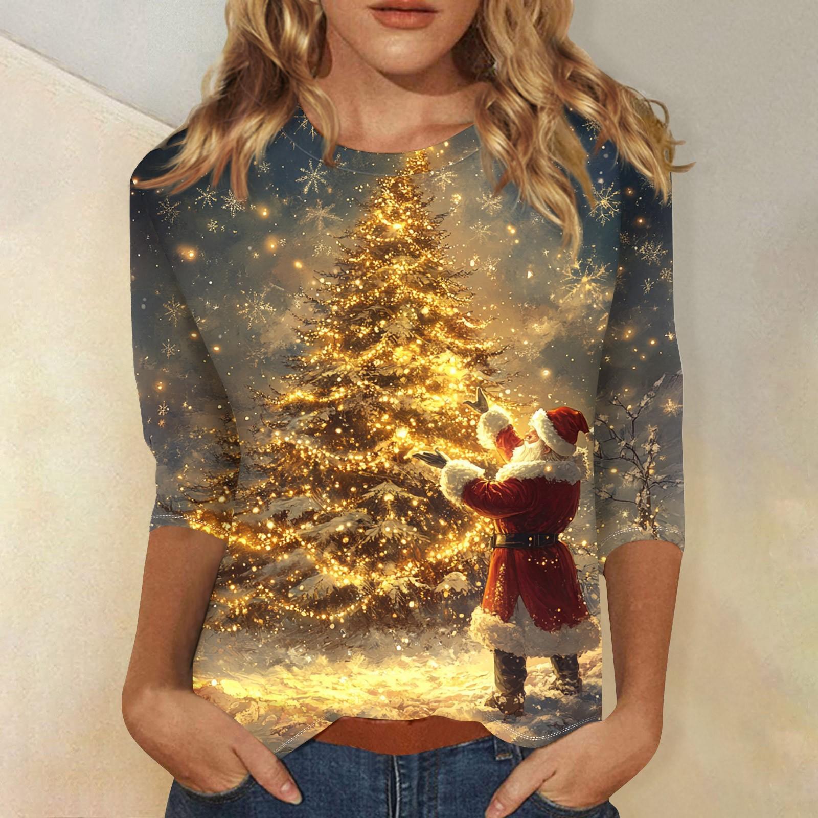 

Рубашки с рукавом 3/4 для женщин, футболки с принтом, блузки, повседневные, больших размеров, базовые топы, пуловеры XL