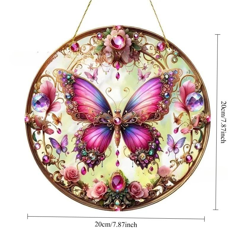 2D Flat Round Garland Acrylic Decoration Sign, Home Decor Plaque Hanging Wall Art Decorative Garden Decoration for Room Door Signs Hanging Square Livi