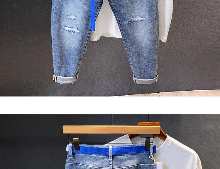 Men's Ripped Slim Fit Straight Jeans - Spring/Summer 2024 Fashion