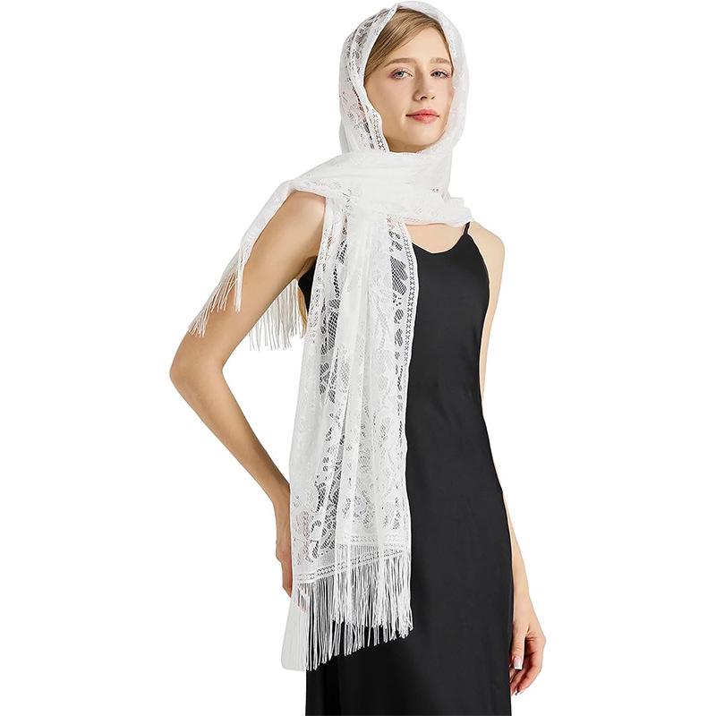 Șal din Dantelă Golită cu Franjuri pentru Rochii de Seară de Mireasă & Domnișoare de Onoare