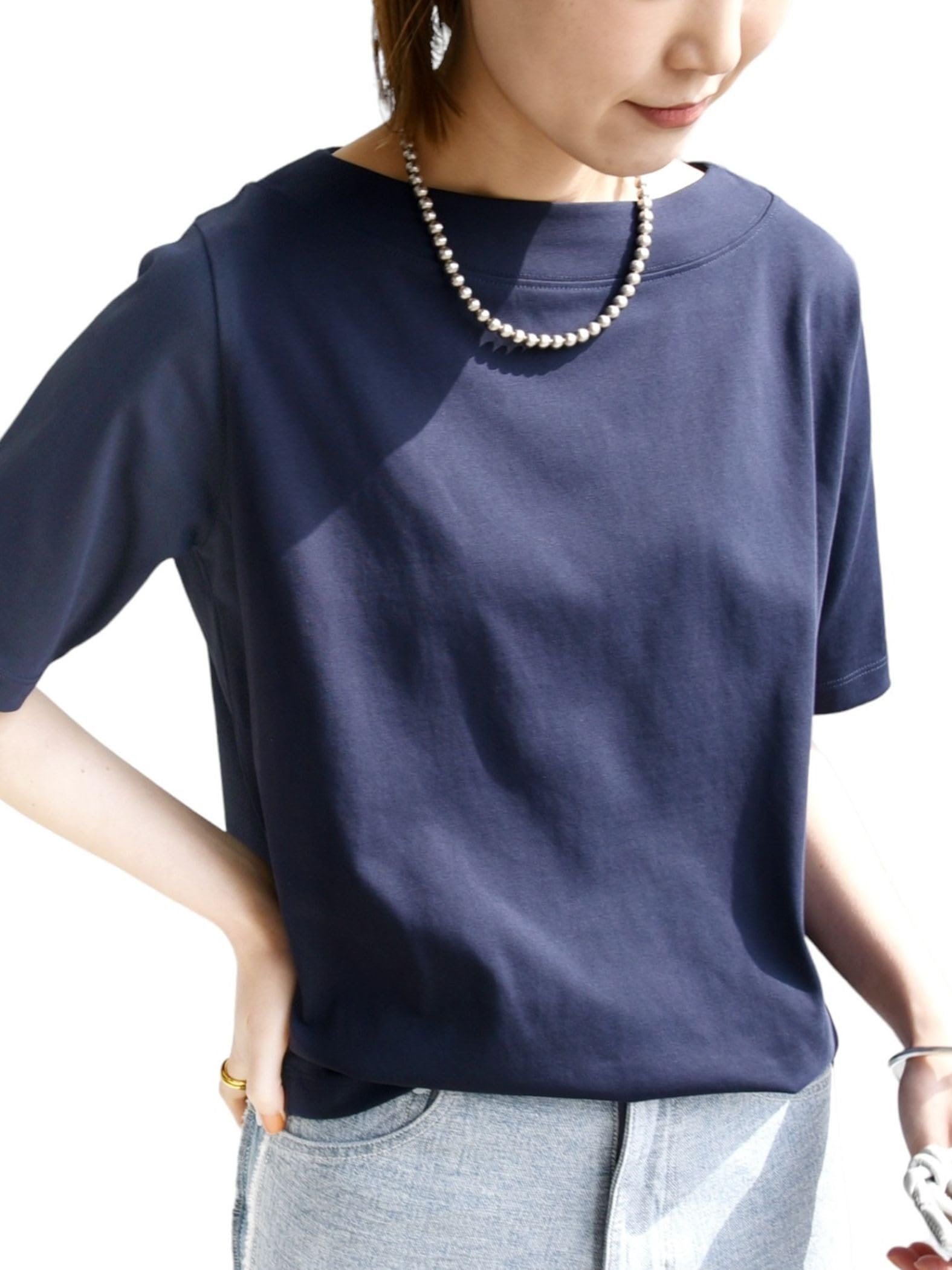 

Ships for Women Organic Cotton Variation Neck Tee in 2 Sizes with a Choice of 312320928 Navy Medium Web-Exclusive (Available Neckline)
