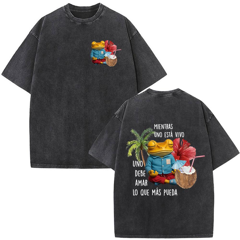Vintage Washed Rapper Bad Bunny Debi Tirar Mas Fotos DTMF T Shirts Men Women Summer Clothing Fashion Hip Hop Tshirts Streetwear