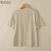 ZANZEA Women Casual V-Neck Solid Color Loose Short Sleeve Blouse
