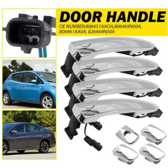 Exterior Door Handle Front Rear Left Right Side Chrome Fit 2013-18 Nissan Sentra