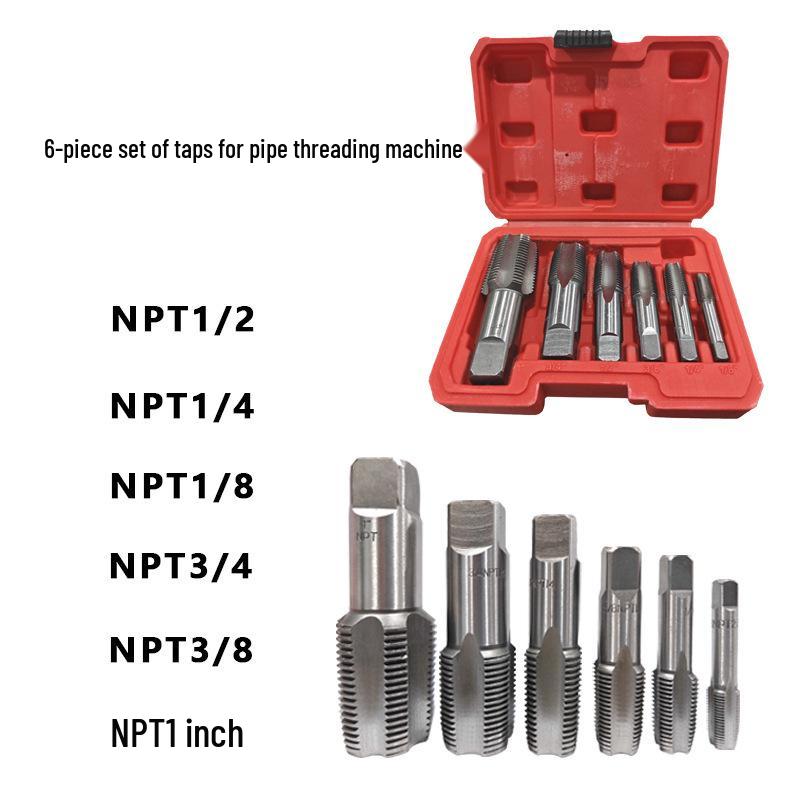 Thread Repair Tool NPT Taper Tap Set, 5-Piece and 6-Piece Bearing Steel Pipe Thread Tap