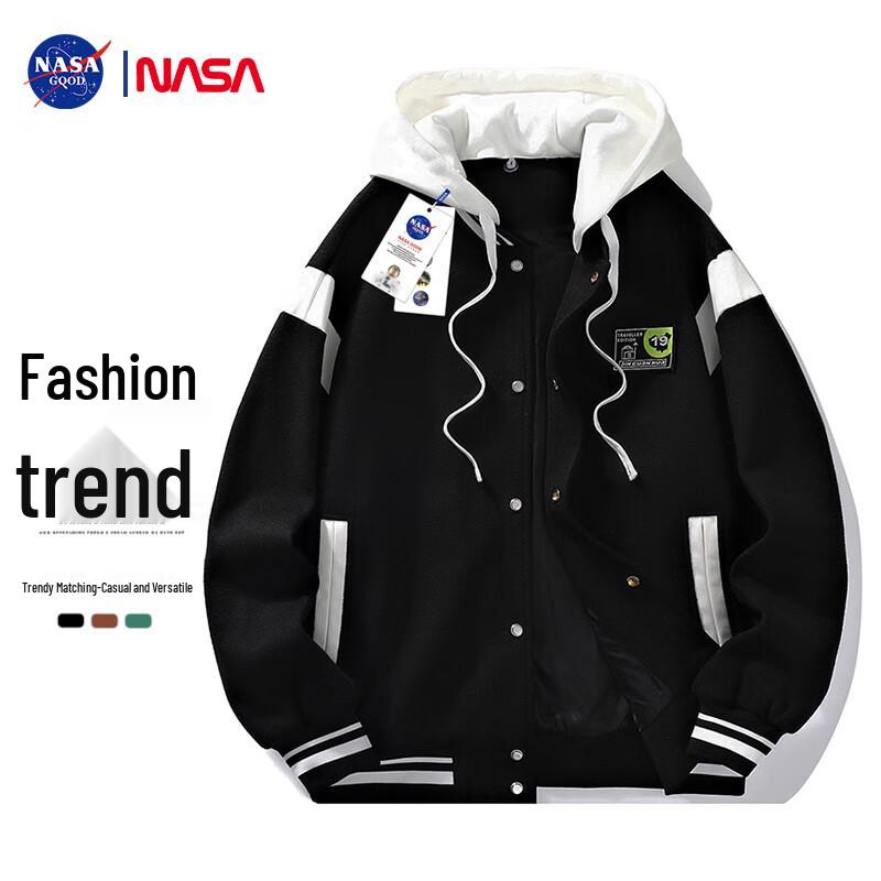 NASA GOOD Official Trendy Men's Hooded Baseball Jacket