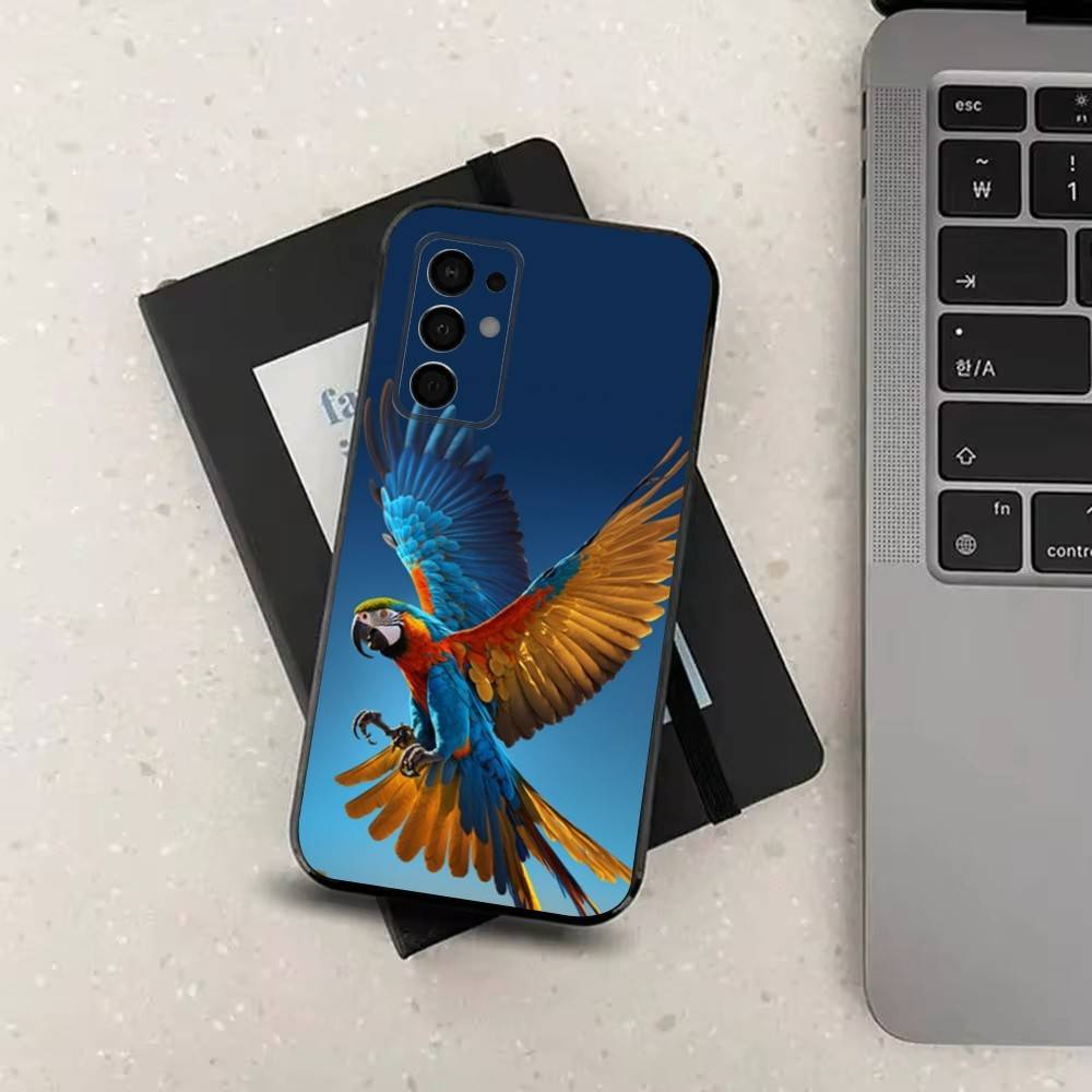 A-Animal Parrot Bird Phone Case For Samsung Galaxy A73,31,32,72,41,53,52,71,22,5G,Note,J7,8,9 Soft Black Silicone Cover