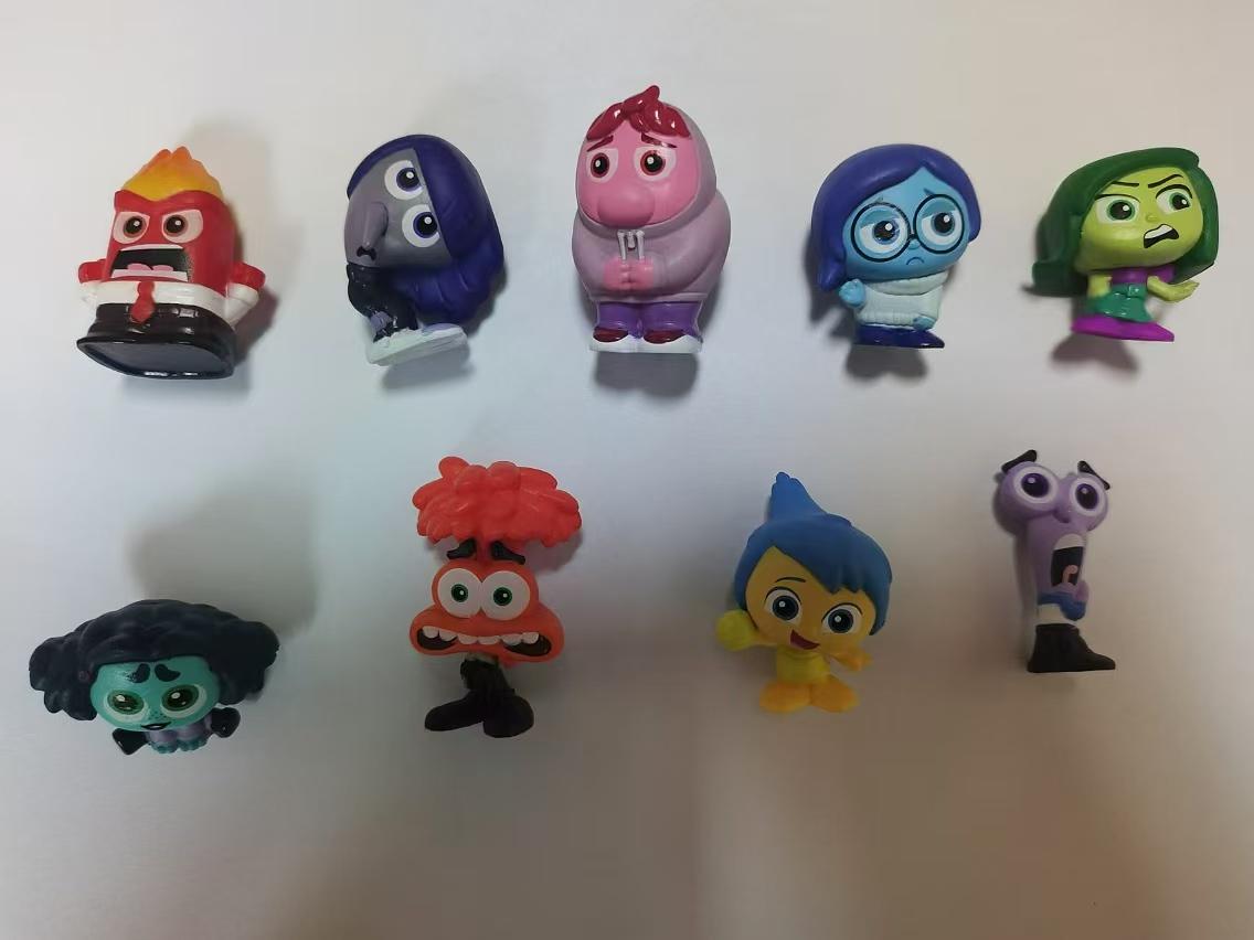 9pcs/Set Inside Out 2 Action Figure Toy Cartoon Movie Joy Anxiety Anger Sadness Disgust Fear Model Doll Figurines Kids Gift