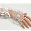 Sexy Lace Bride Wedding Wrist Cuffs Short Mesh Bowknot Fingerless Gloves Elastic Hand Sleeves Prom Accessories For Women