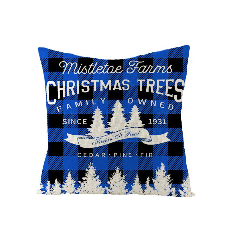 Blue Christmas Pillow Case Polyester Printed Christmas Elk Pillow Home Sofa Pillow Case