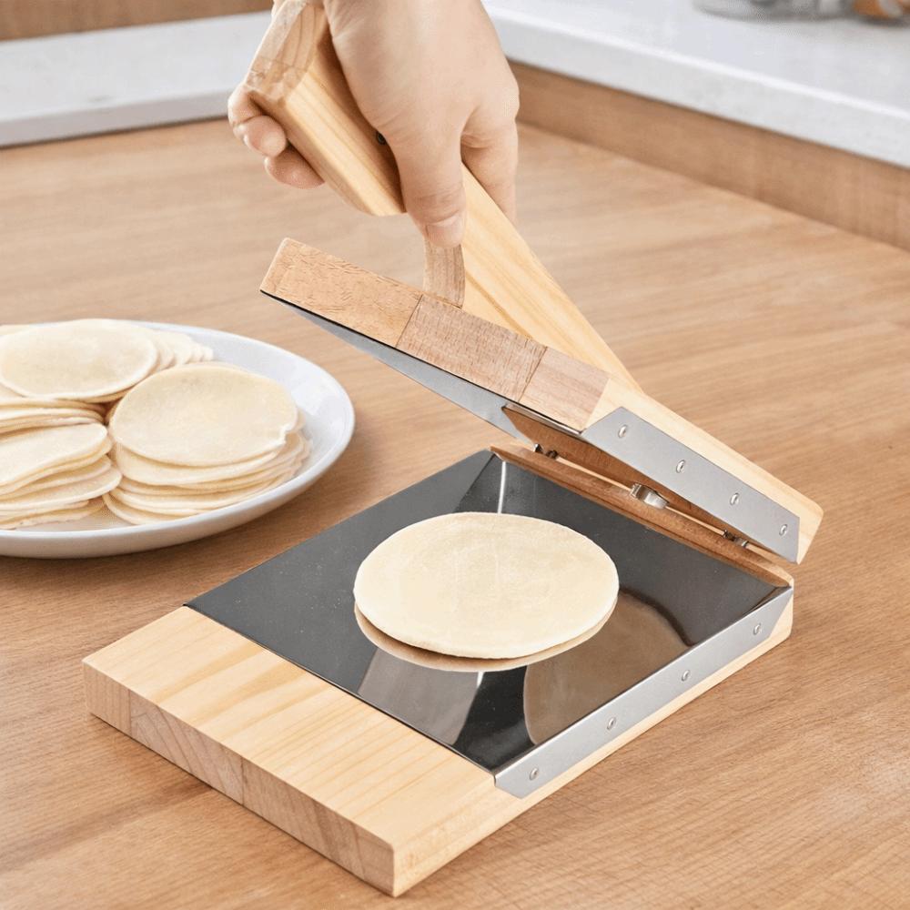 Manual Wooden Square Tortilla Presser Stainless Steel Gasket Mold-resistant Dumpling Wrapper Maker Labor-Saving Non-stick