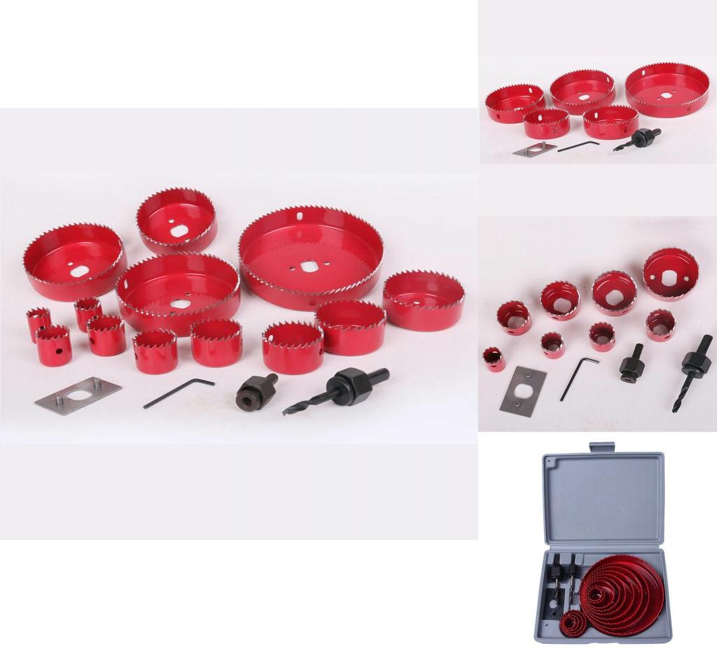 Premium 16pcs Hole Saw Set For Precise Cutting Of Wood Plastic And Non Ferrous Metals With Carry Case