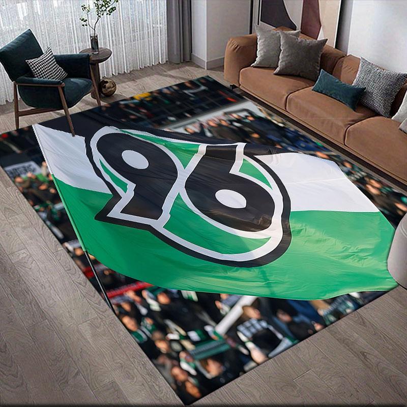 Hannover 96 Art Flannel Printed Carpet, Home Sofa Decoration for Living Room & Bedroom, Non‑Slip Play Flannel Floor Mat for Game Room