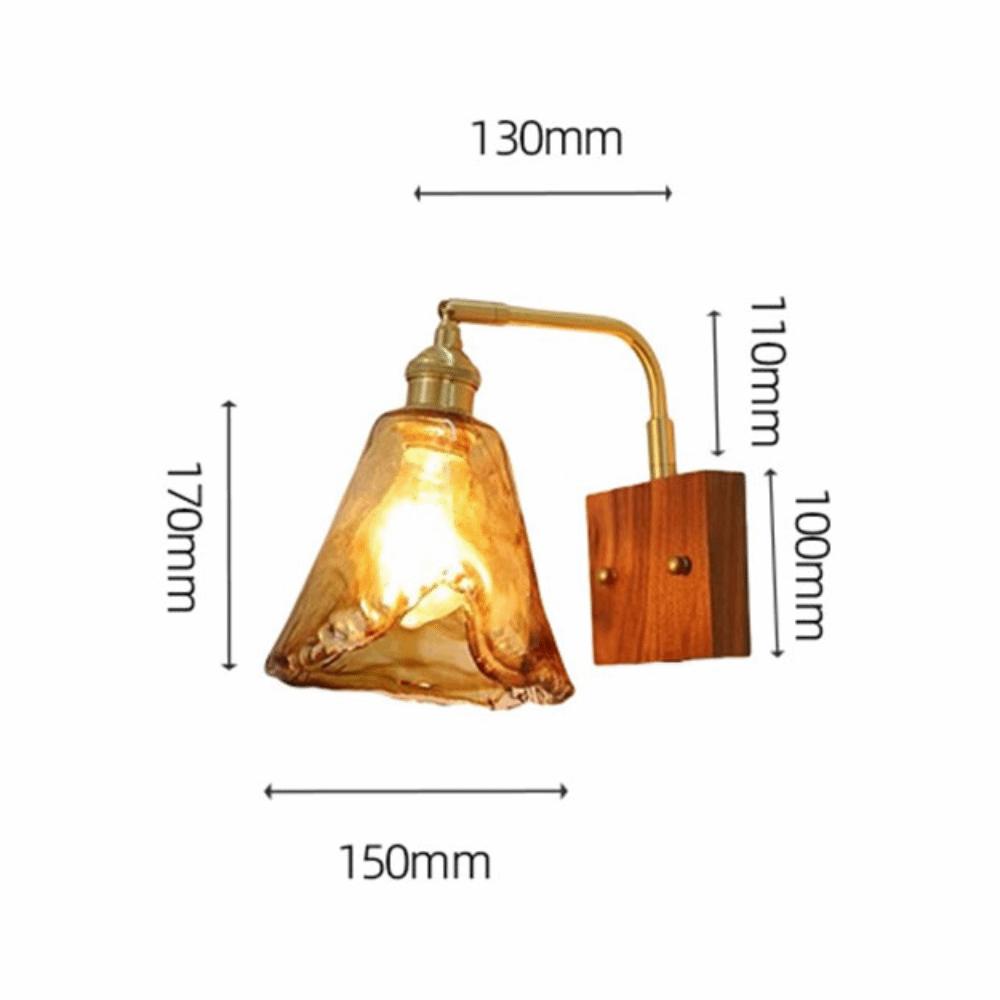 Modern Luxury Retro Wooden Wall Lamp Vintage Walnut Nordic Glass Wall Sconce Glass/Ceramic Lampshade Atmosphere Lighting