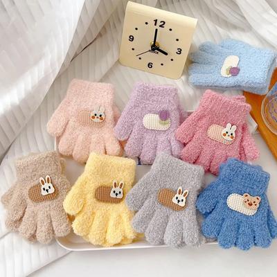 1 Pair Warm Sweet Baby Glove for Boy Girl Cute Cartoon Animal Bear Rabbit Glove for Kids Autumn Winter Warm Thicken Plush Glove