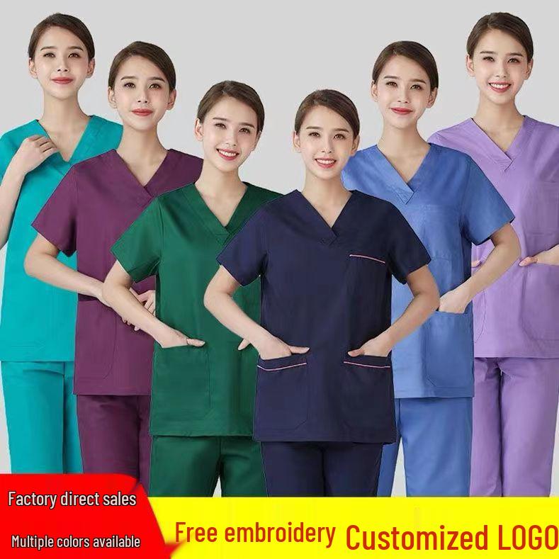 Women's Long Sleeve Surgical Scrub Suit - All-Cotton Nurse Uniform for Medical Staff