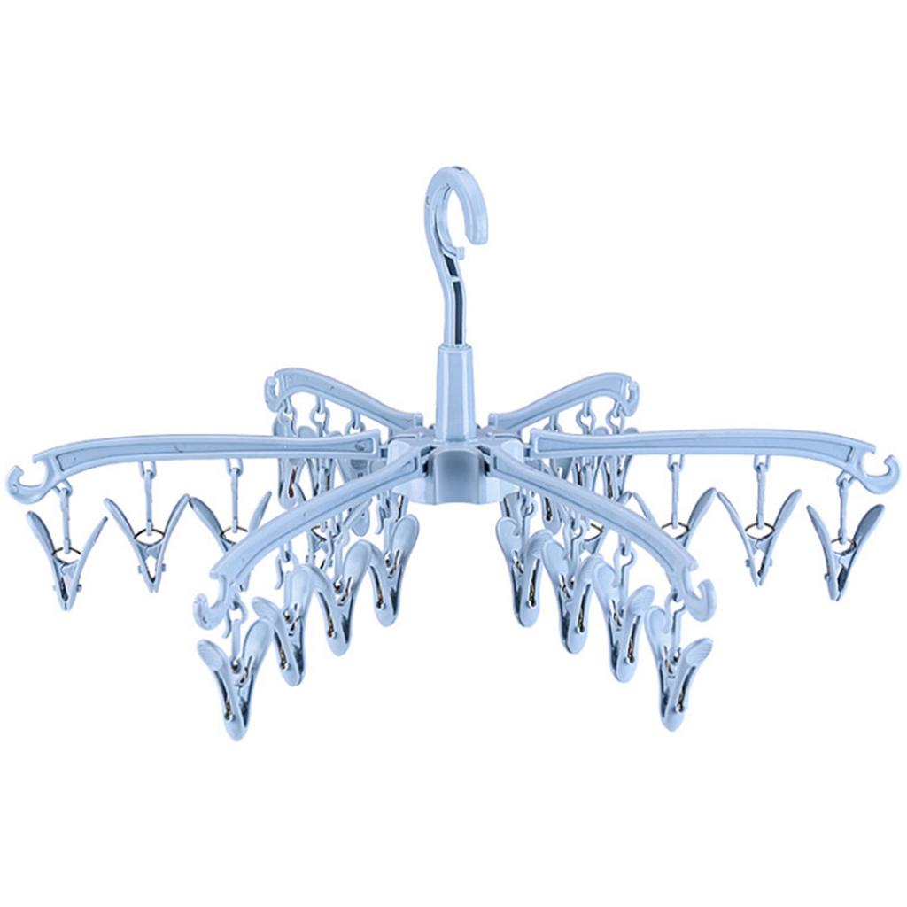 Hosiery Drying Rack 24 Clips Foldable Portable Travel Underwear Hanger Rotatable Clothes Drying Rack for Home and Dormitory