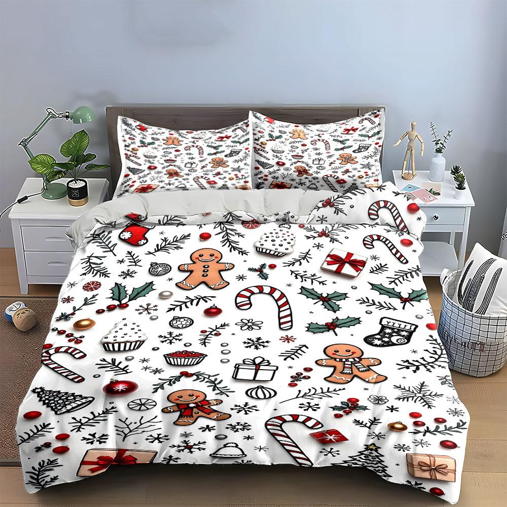 Festive Holiday Charm Bedding Sets Duvet Cover Sets Duvet Covers Pillowcases(1*Duvet Cover 2*Pillowcases Without Duvet Insert)