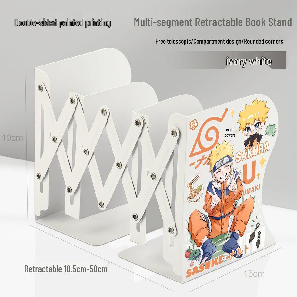 Naruto & Sasuke Retractable Desktop Organizer and Bookshelf Thickened Metal Adjustable Bookshelf
