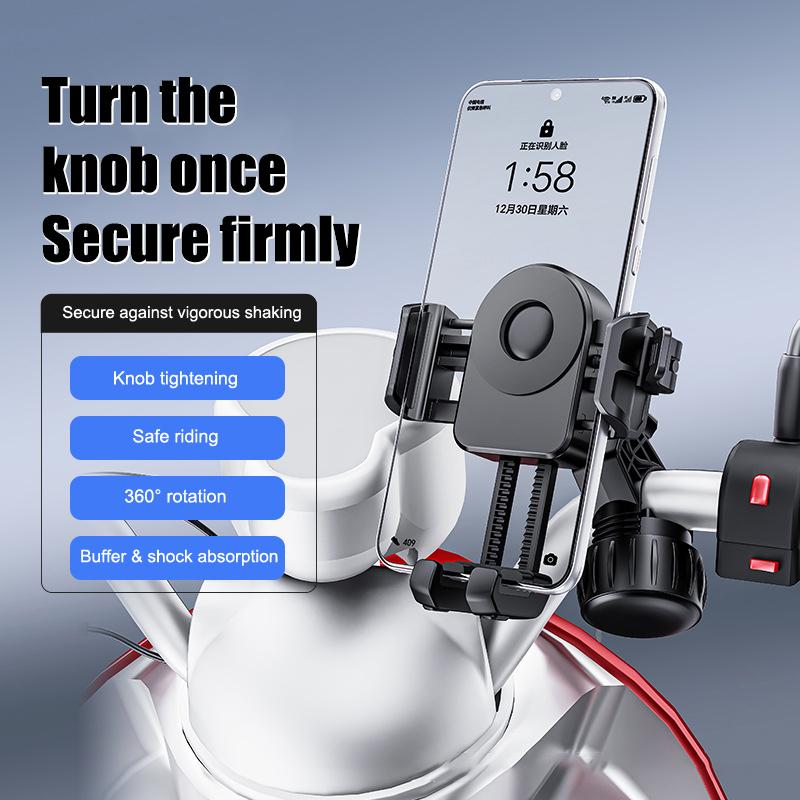 1Pc Motorcycles Phone Holder 360° Rotation Mobile Phone Navigation Bracket Outdoor Riding Shockproof Bike Navigation Bracket