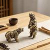 Vintage Hand Carved Brass Roaring Bear Figurine Art Decor Piece for Office Desk Home Living Room Shelf Decor