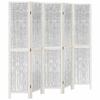 VidaXL Room Divider 5 Panels, Room Separator, Privacy Screen, Bedroom Living Room Screen, White Wood 358678