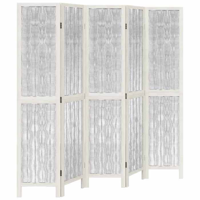 VidaXL Room Divider 5 Panels, Room Separator, Privacy Screen, Bedroom Living Room Screen, White Wood 358678