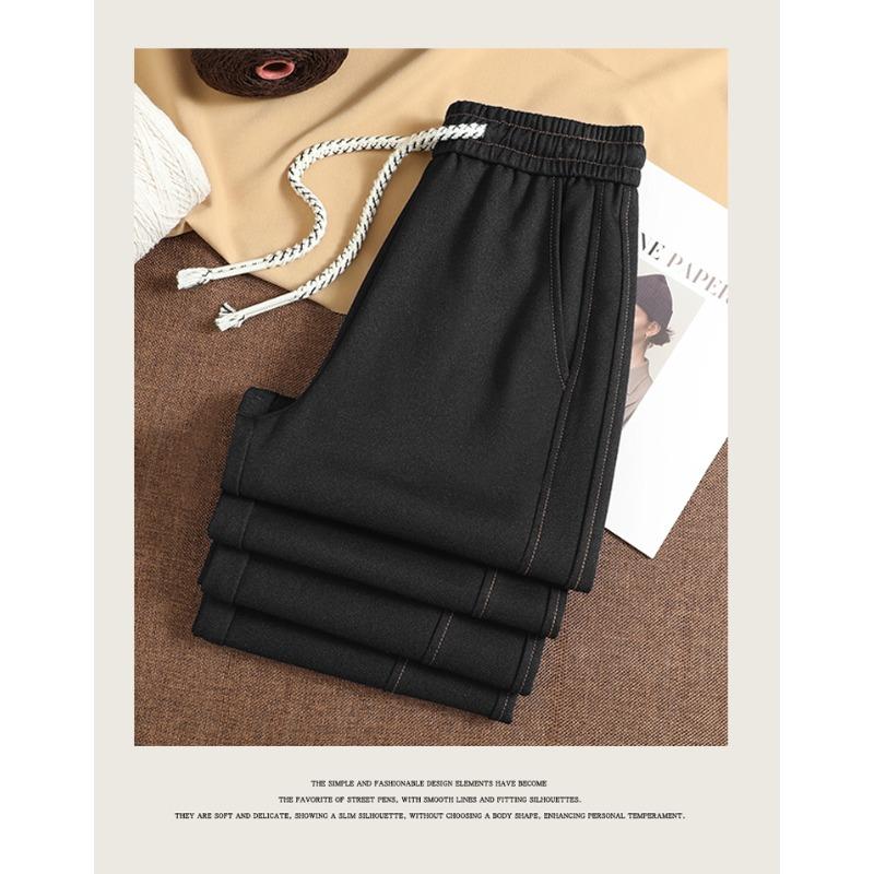DIMANAF 2025 Autumn Winter Women Pants Plus Size Lady Long Pants Oversized Loose Casual Bottoms Thick Knitted