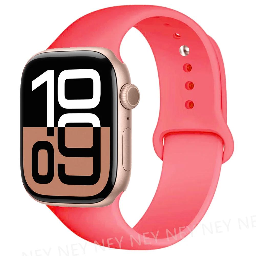 Silicone Band For Apple Watch Straps Ultra 2 49mm 45mm 44-40mm 41mm Sport Bracelet Apple Watch Series 10 42mm-46mm 8 7 6 5 SE 9