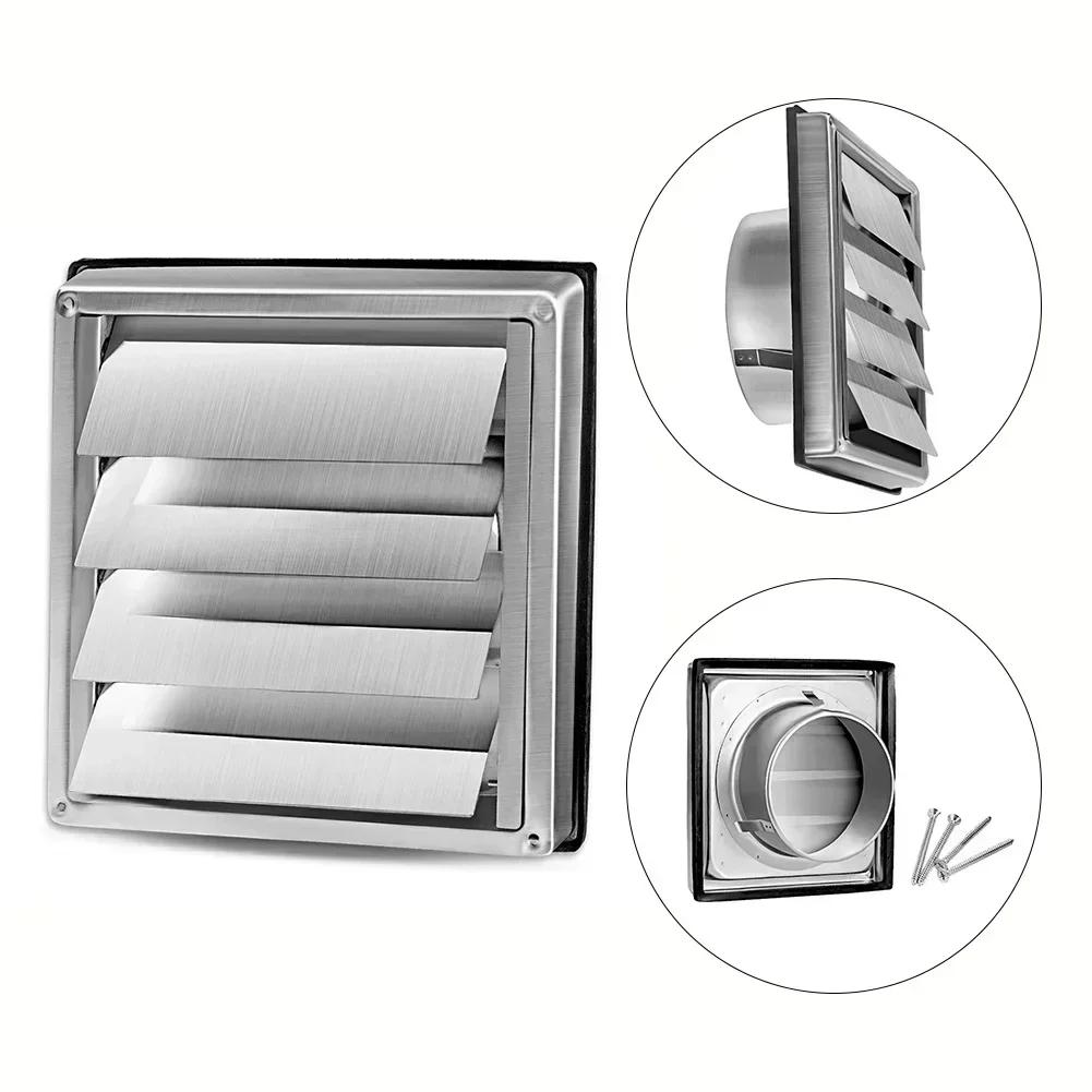 1pcs 100/125/150mm Stainless Steel Air Vent Wall Ventilation Cap Movable Square Air Outlet Kitchen Wall Grilles Duct Cover