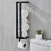 Space Saving Vertical Towel Rack Wall Mounted Toilet Paper Holder Set Rolled Towels
