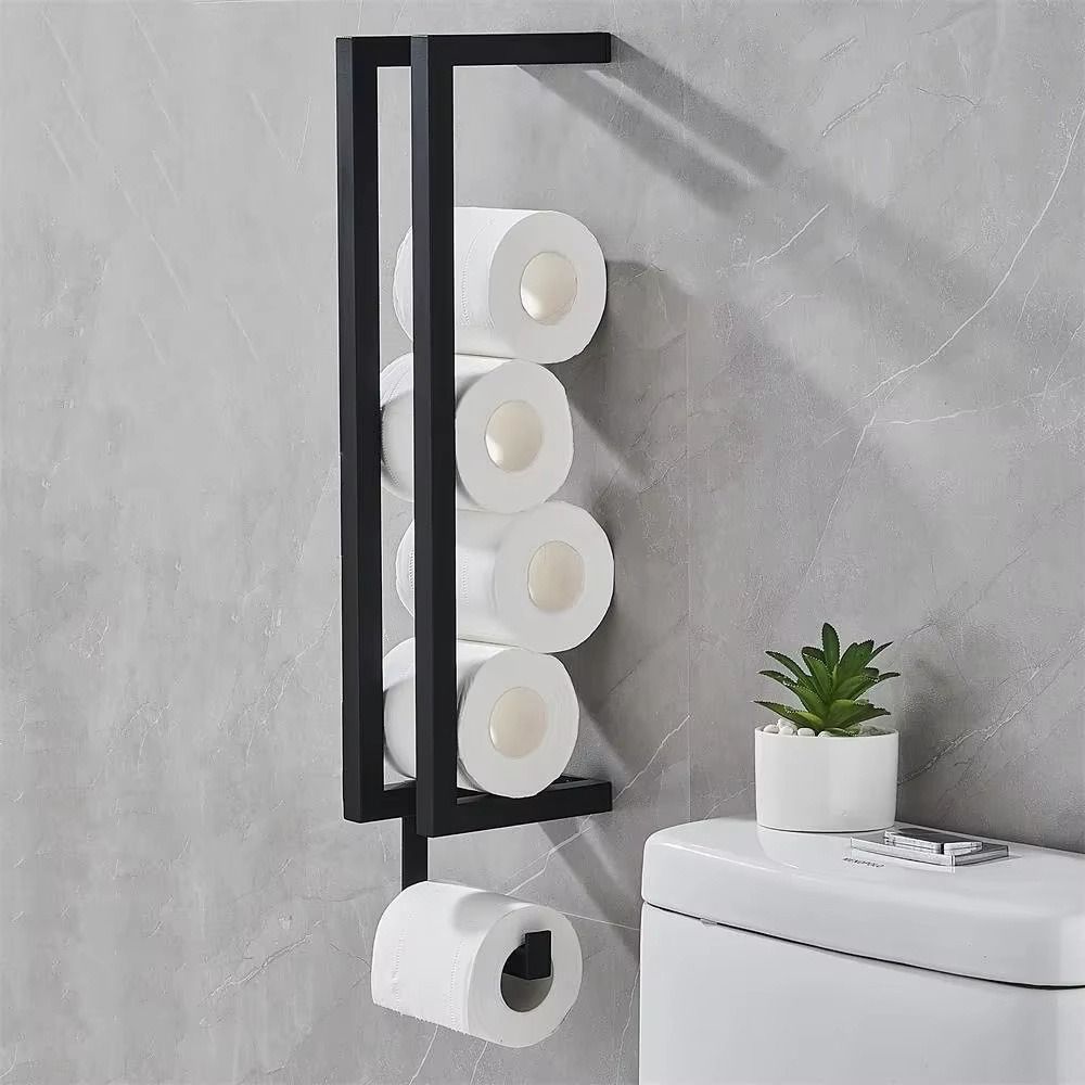 Strong Load-bearing Bathroom Wall Towel Rack Space Saving Toilet Paper Holder Set  Storage Rack