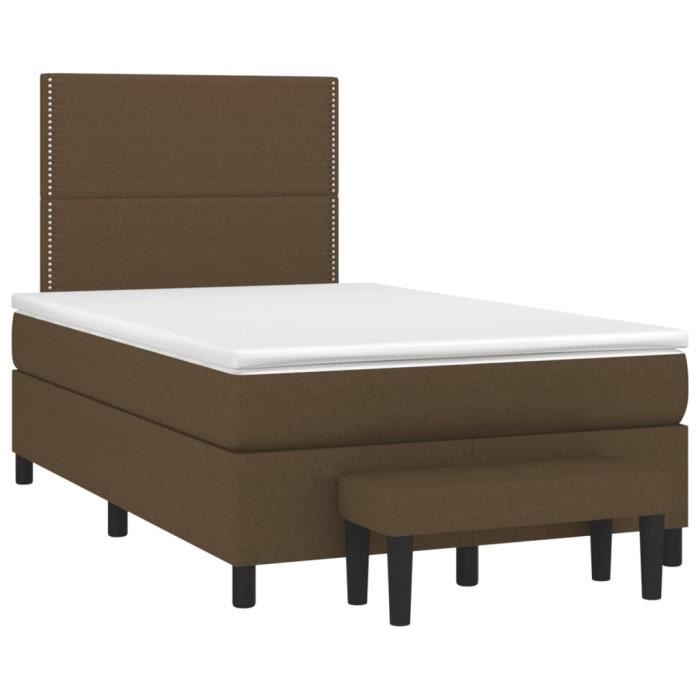 3136504 vidaXL Lit à sommier tapissier avec matelas Marron foncé 120x200 cm
