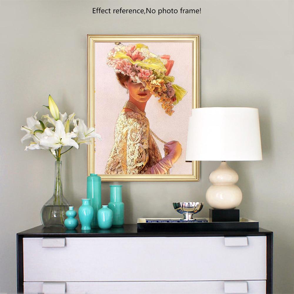 Diamond Painting Portrait Woman Hat Diamond Embroidery Beauty Diamond Painting