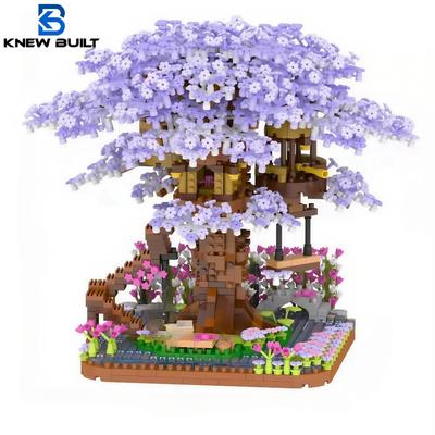 Fioletowy kwiat Sakura Tree Micro Mini Building Blocks Zabawki Idealny prezent Wiele stylów Wystrój biura i domu Wymagające klocki