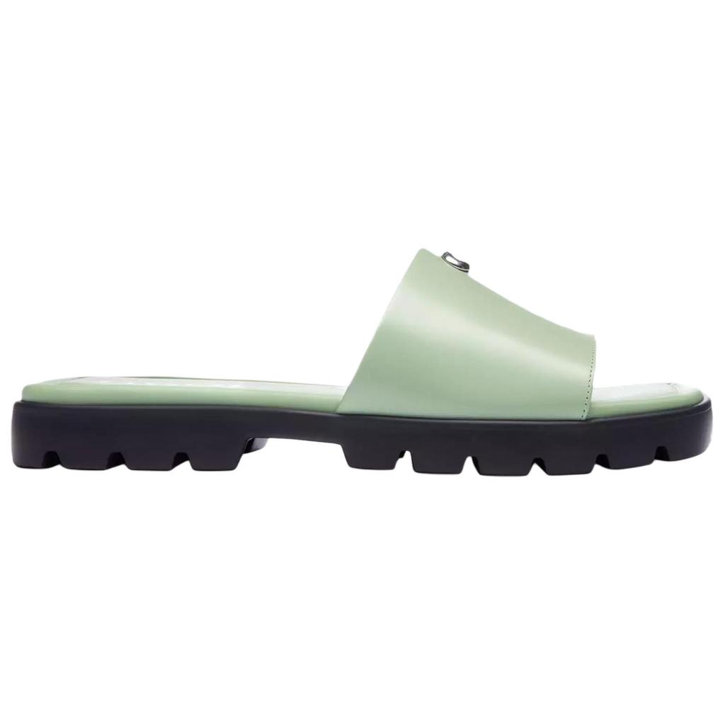 Coach Leather Square Toe Open Toe Slide Sandals Women sandals Green CP899-TY6