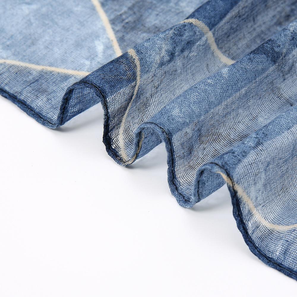 Simple Women Scarves New Geometric Print Voile Girls Scarf Retro Soft Cotton Foulard Viscose Students Female Wrap Shawls