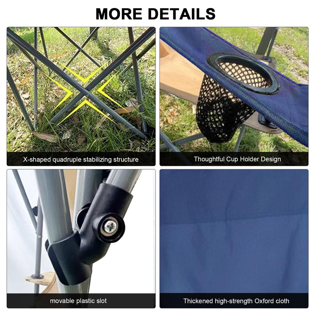 Outdoor Single Chair with Ceiling & Cup Holder Large Camping Lawn Chair Sun Protection Folding Fishing Chair for Poolside Travel