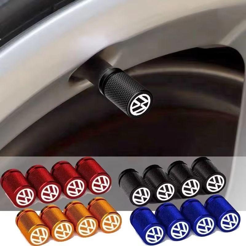 DOG1 4PCS Car Wheel Stem Valve Caps Metal Tire Air Covers for Volkswagen VW Rline GTI Beetle BORA CC GOLF JETTA PASSAT Polo SCIROCCO