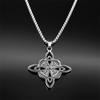 Witch Knot Pendant Necklace for Women Men Stainless Steel Silver Color Vintage Irish Celtic Trinity Knots Male Chain Jewelry