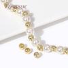 18K Gold Plated Brass Metal Round 5.5mm Ball Beads For Bracelet,Cut Pattern Gold Metal Bead For DIY Handmade Jewelry Accessories