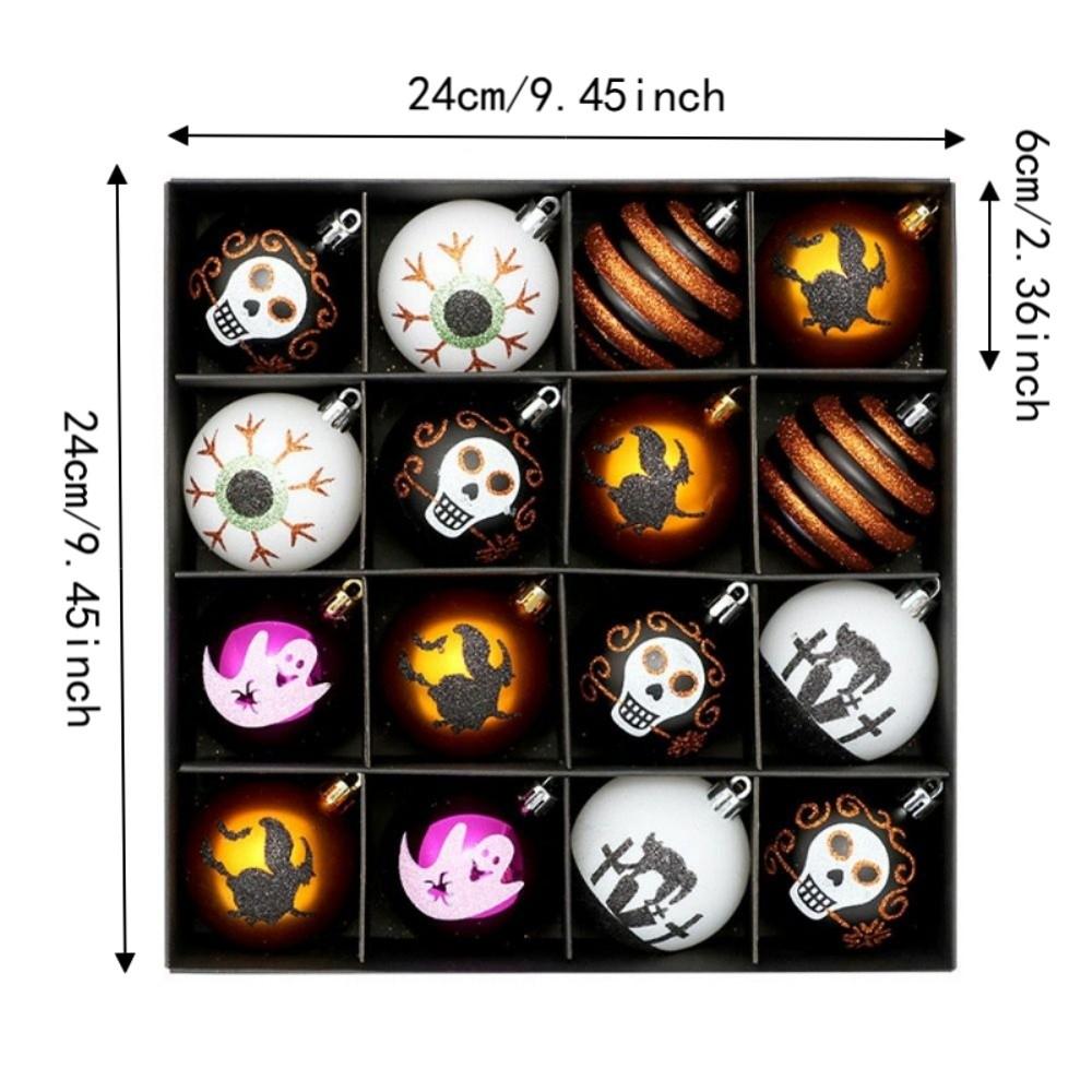 16Pcs/Set Painted Halloween Hanging Ball Pendant Plastic Tree Pendant Ornament Tree Hanging