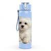 1PC Gentle White Bichon Puppy 750ml Color Plastic Sports Water Bottle Leakproof Flip Straw Lid Suitable for Sports Office Home Use