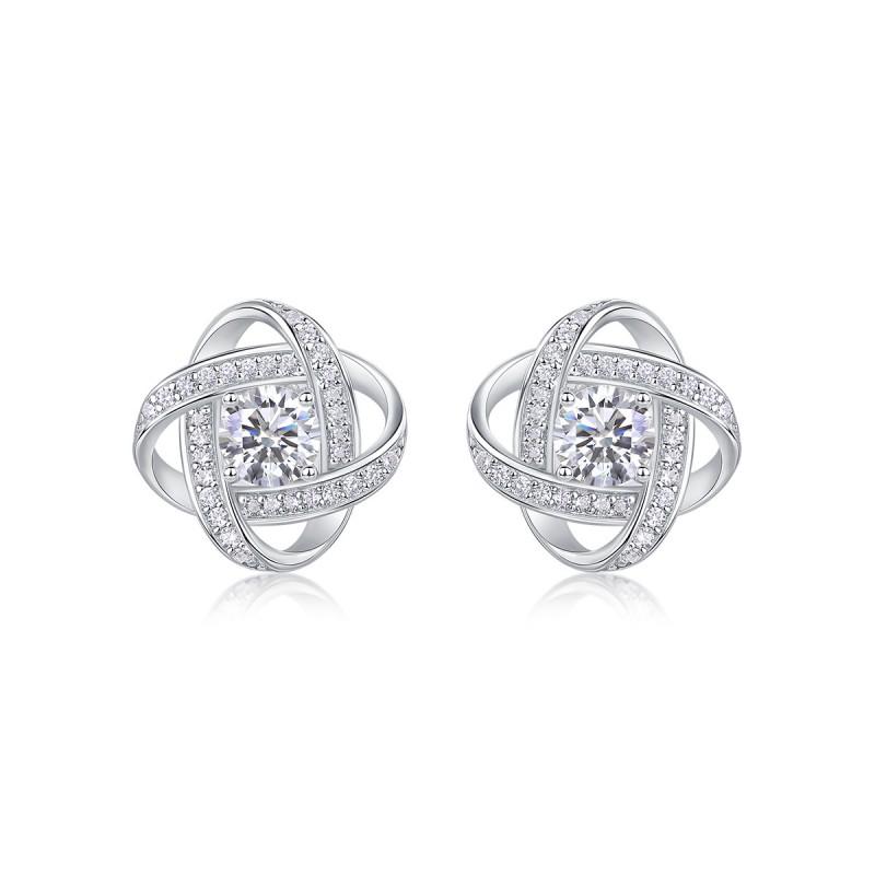 Minimalist Luxury Moissanite Stud Earrings Women Six-Prong Setting Sterling Wedding Fashion Jewelry