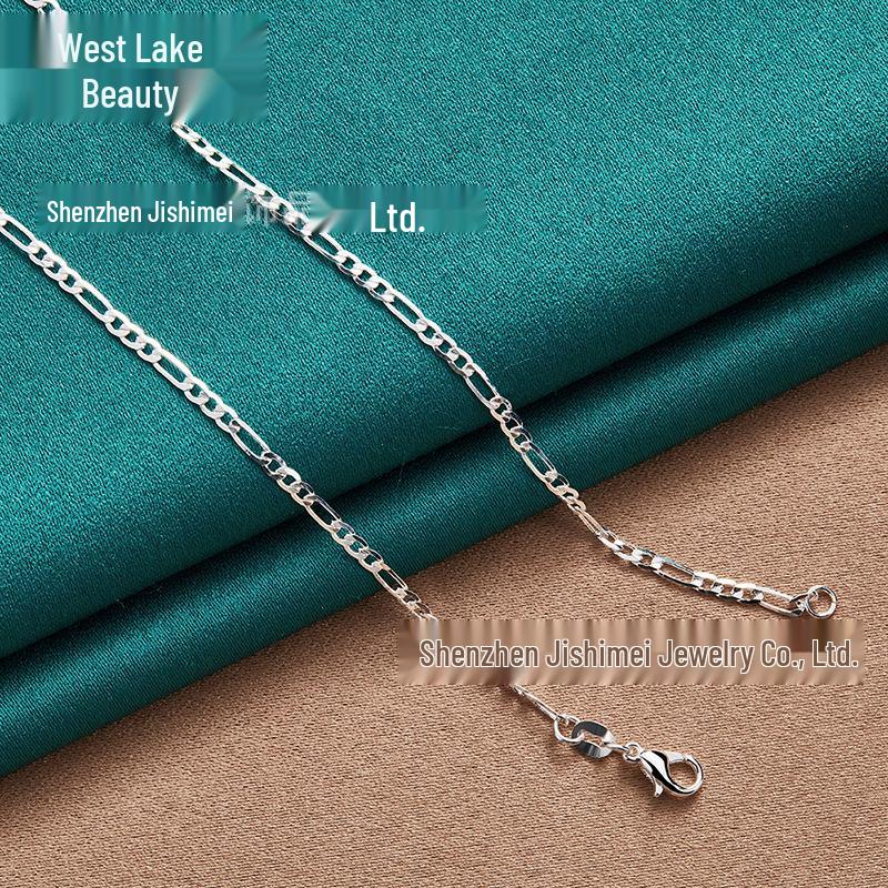 West Lake Beauty Sterling Silver 4mm Three-to-One Ratio Necklace - Exquisite Women's Fashion Jewelry