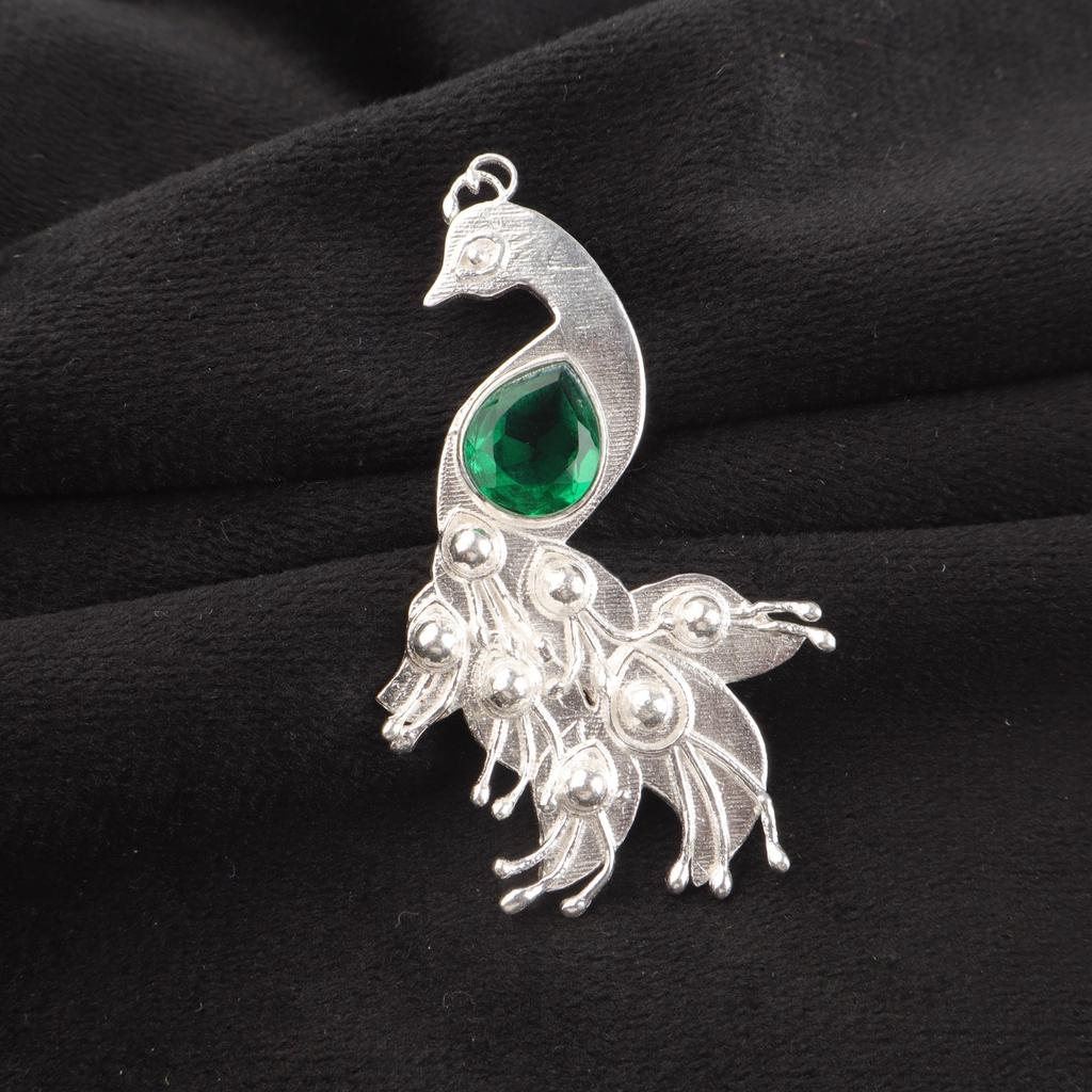 Chrome Diopside Gemstone 925 Sterling Silver Jewelry Handmade Women Pendant 2" CP-21-8