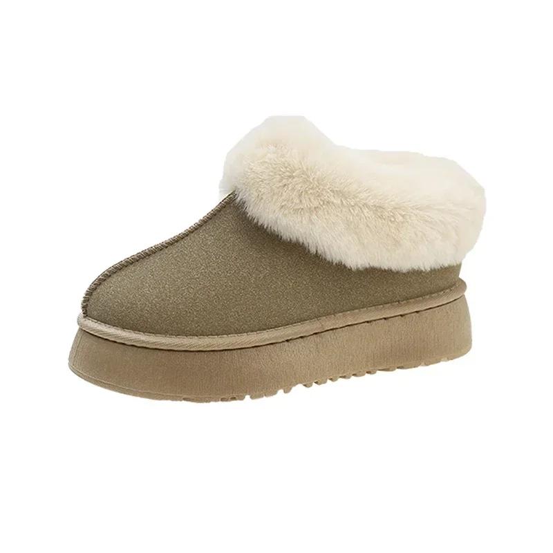 Nové teplé boty Dámské Zimní ploché boty Krátké plyšové kozačky ke kotníku do sněhu Ležérní boty Sportovní semišové Motocyklové boty Platforma