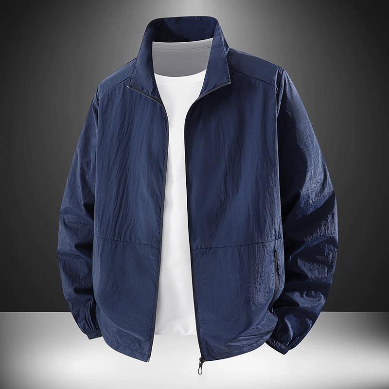 Men's Lightweight Stand Collar Windbreaker - Casual Zip-Up Jacket