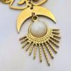 Bohemia Charm Gold Color Hollowed-out Moth Crescent Moon Sun Moonstone Pendant Dangle Earrings for Women Stainless Steel Jewelry