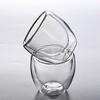 80ml Egg Shaped Double Wall Glass Cup Handleless Heat Insulated Clear Thick Glass Mug for Coffee Tea Water Minimalist Design